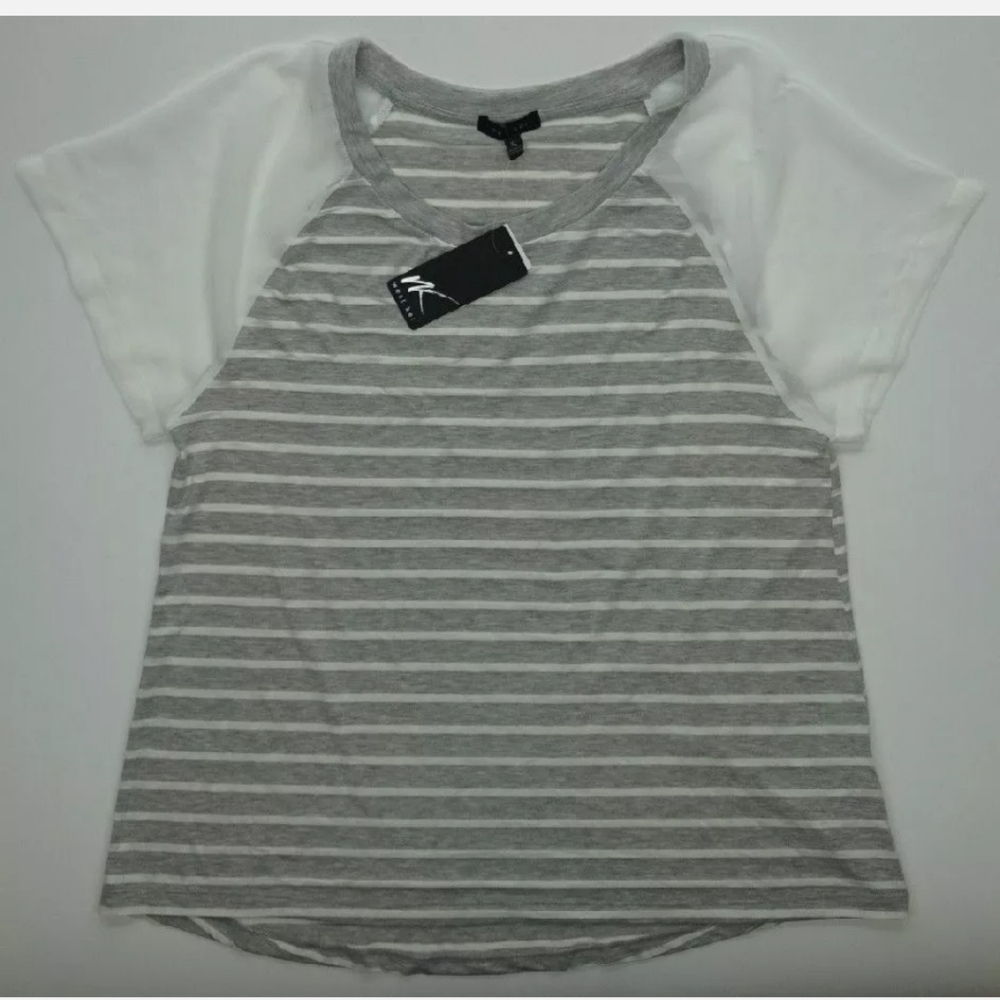 West Kei Short Sleeve Top with Sheer Sleeve